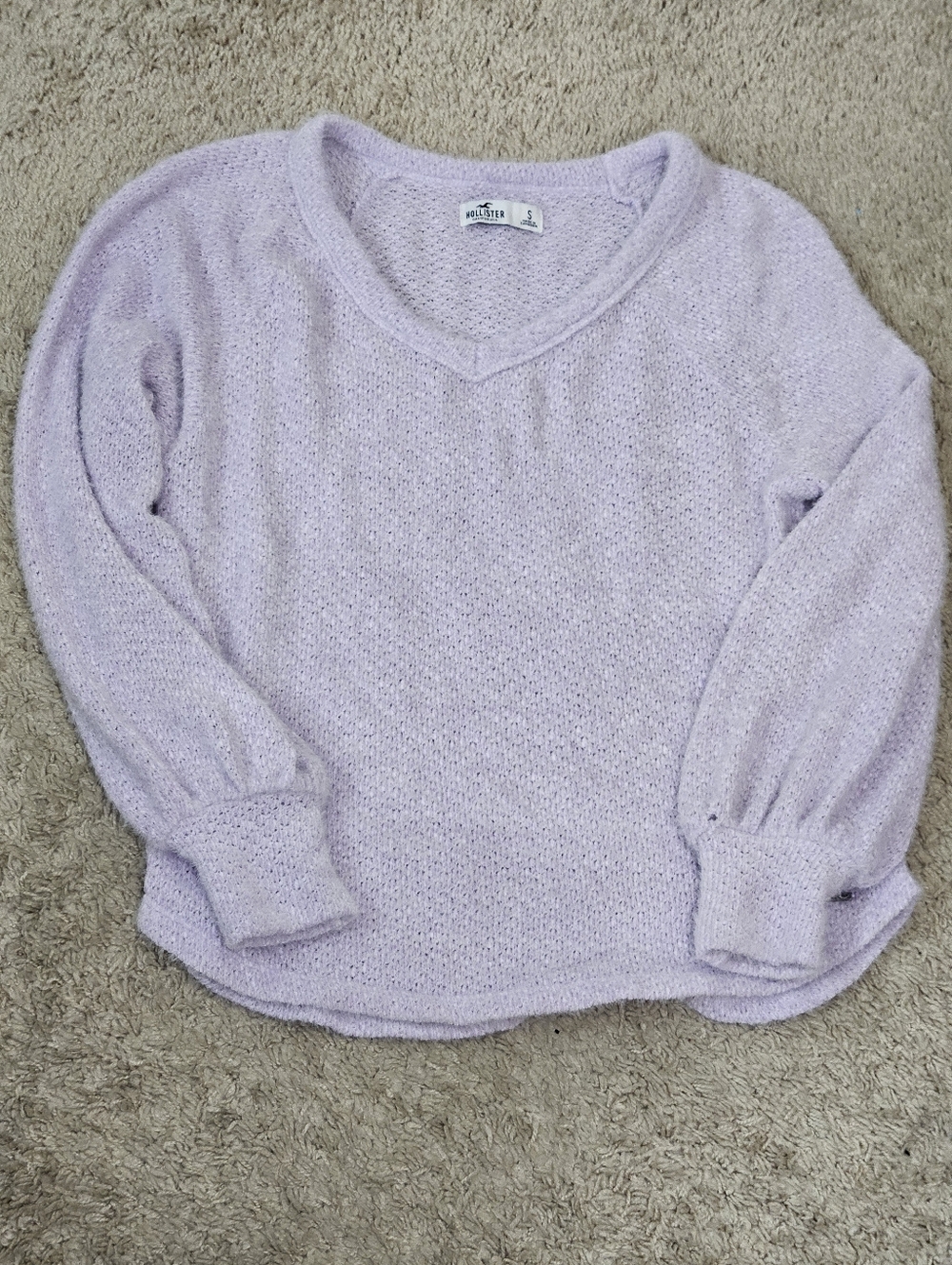 Hollister Pastel Lavender V-Neck Sweater